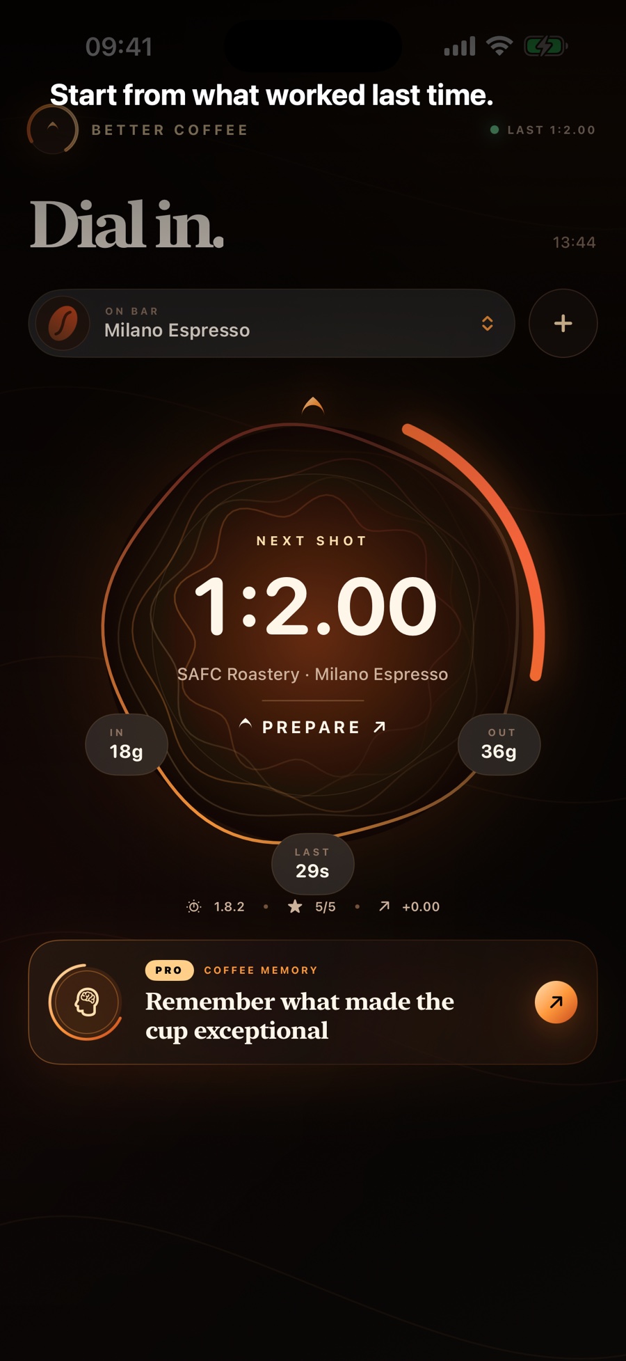 Better Coffee Dial in home screen